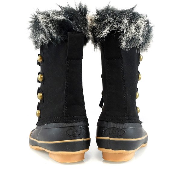 NEW Juicy Couture Waterproof Lace-Up Faux Fur Trim Duck Toe Winter Snow Boot 6 - Picture 6 of 11